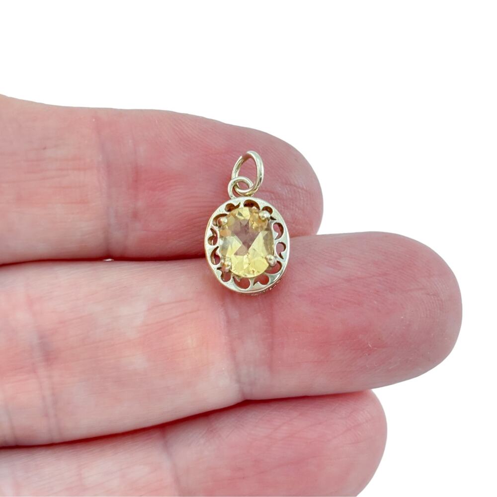 Vintage Gold Tone Sterling Silver 925 Citrine Pendant